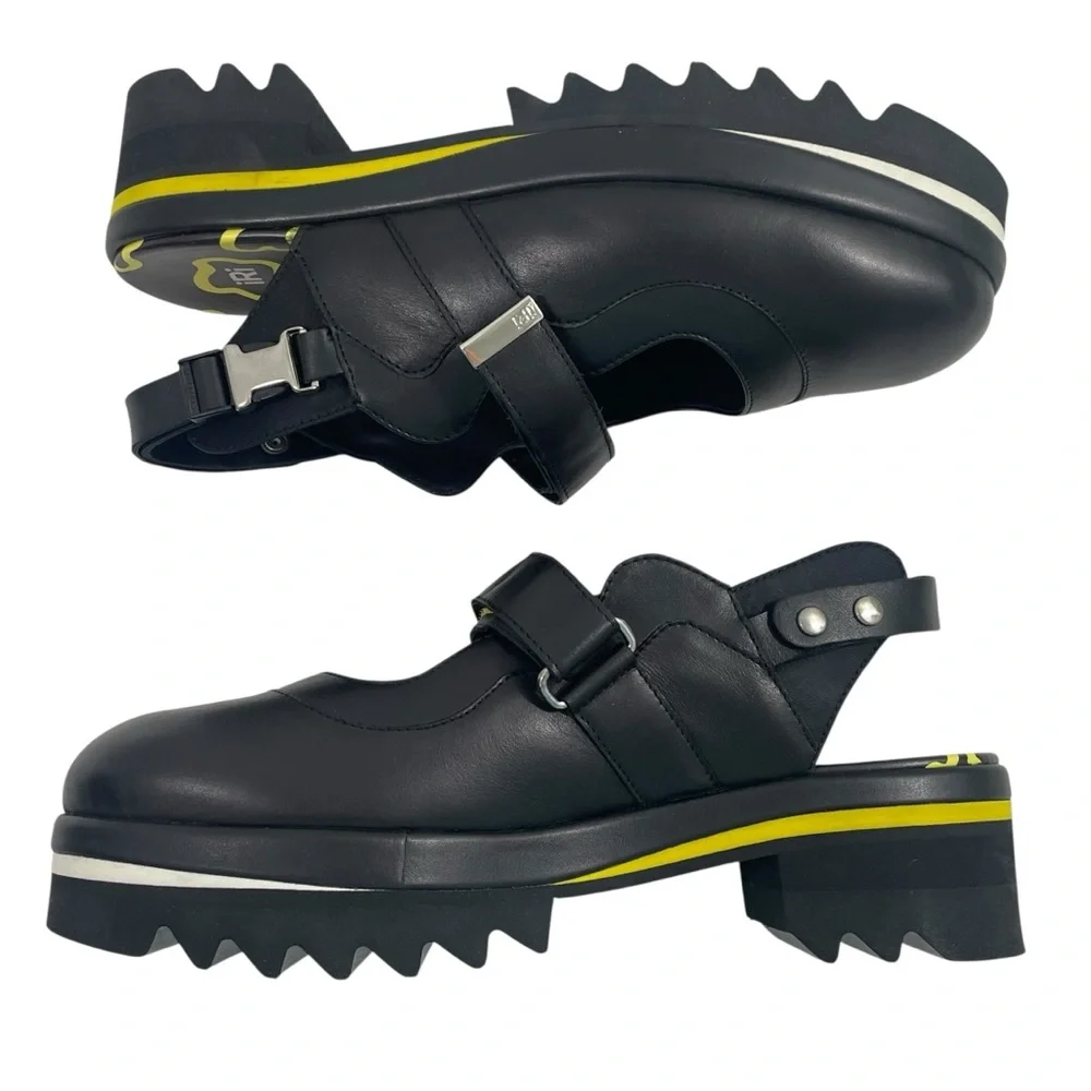 NIB iRi NYC‎ DAANY Black Leather Open Back Sandal Women’s Size US 11 EU 41